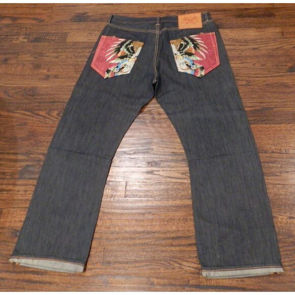 Vintage Ed Hardy Denim Jeans Eagle Skull Men's Size 34x32